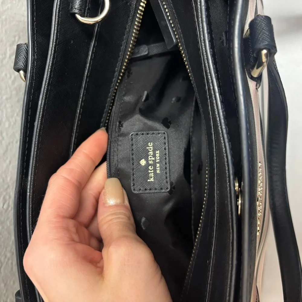 Kate Spade Black and Pink Striped Satchel